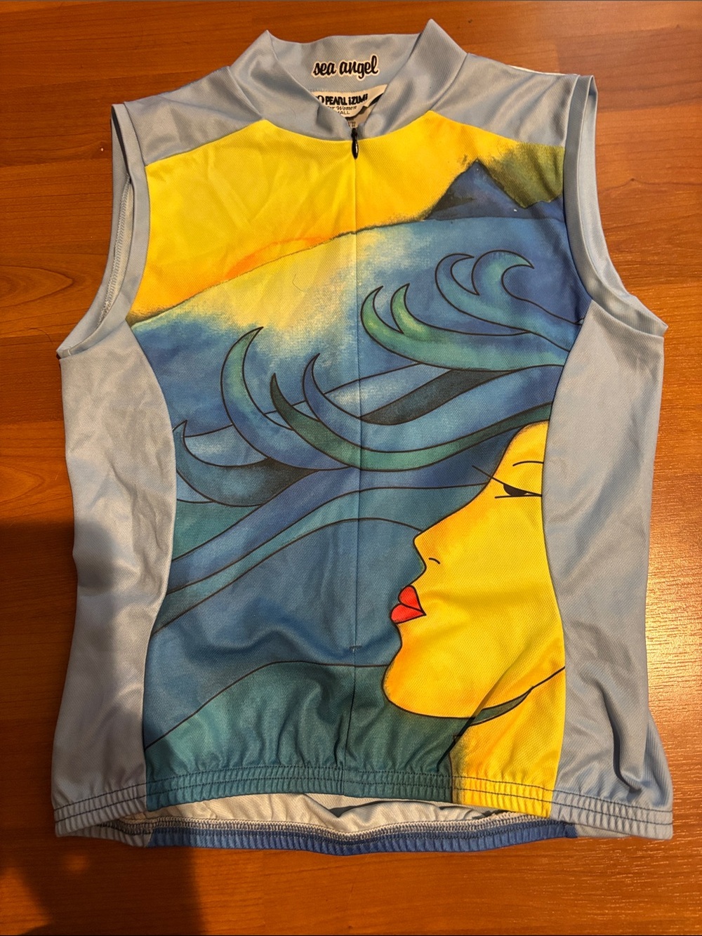 Pearl Izumi Women's Yellow, Blue & Gray Graphic Sleeveless Jersey RARE